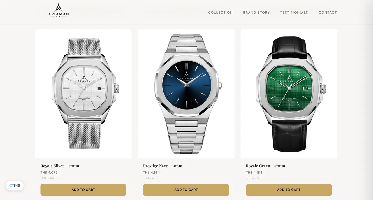Ariaman & Co — luxury watch e-commerce store built with Krubly